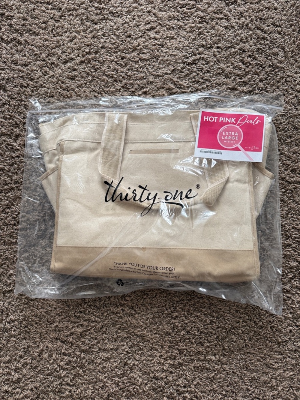 thirty-one Beige Canvas Carryall Tote with Black Logo - Picture 2 of 5